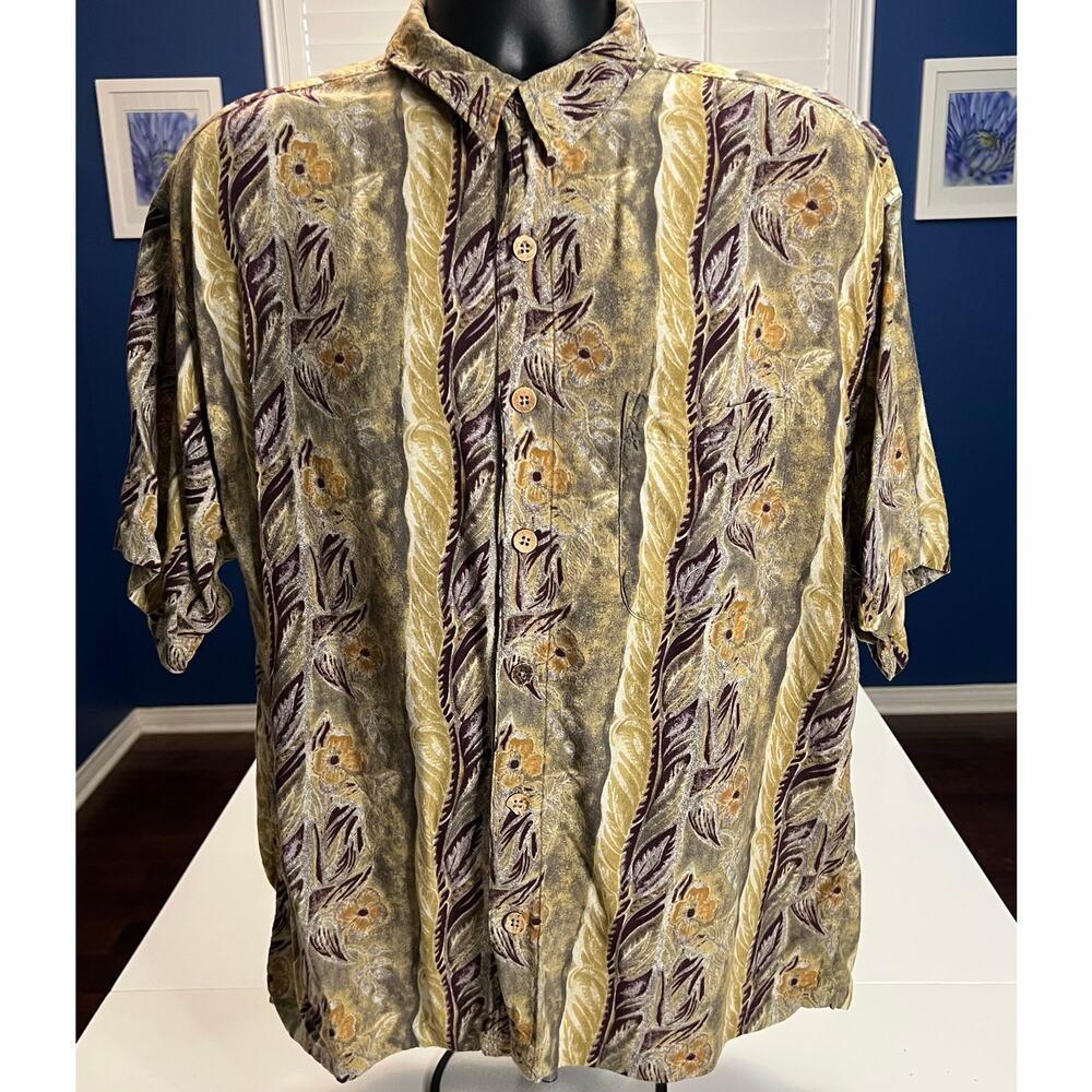Vintage M.E. Sport Hawaiian Shirt XXL Pineapple Tag Floral Abstract Tropical‎